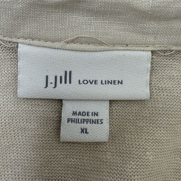 J Jill Love Linen Tunic Top XL Beige Popover 1/2 Button Relaxed Coastal Beachy - Picture 11 of 11
